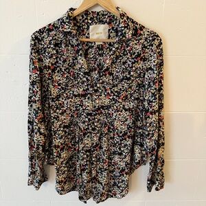 Maeve Antropologie Floral Button-Front Blouse